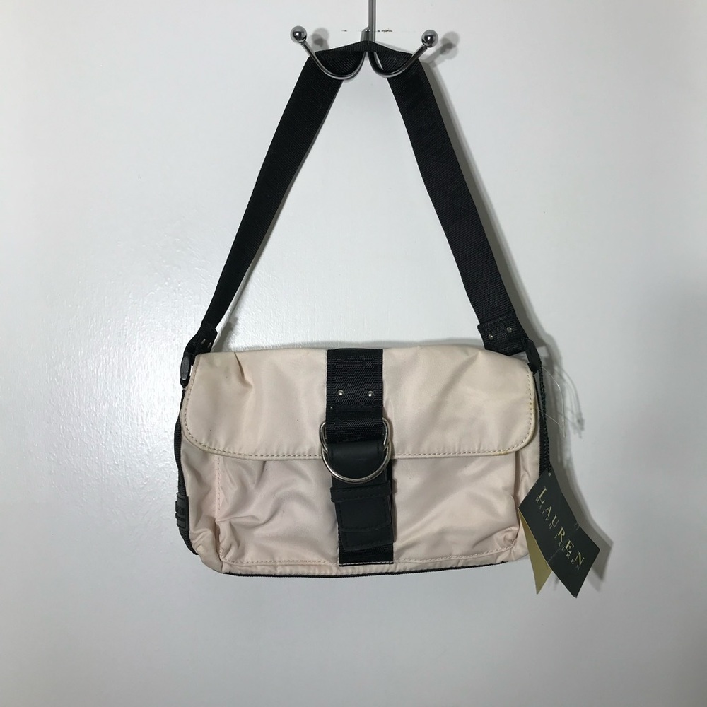 Lauren Ralph Lauren Cream Purse Vintage Nylon Shoulder Bag small Handbag